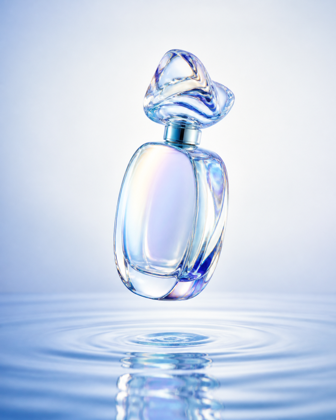 AI-generated glass perfume product scene