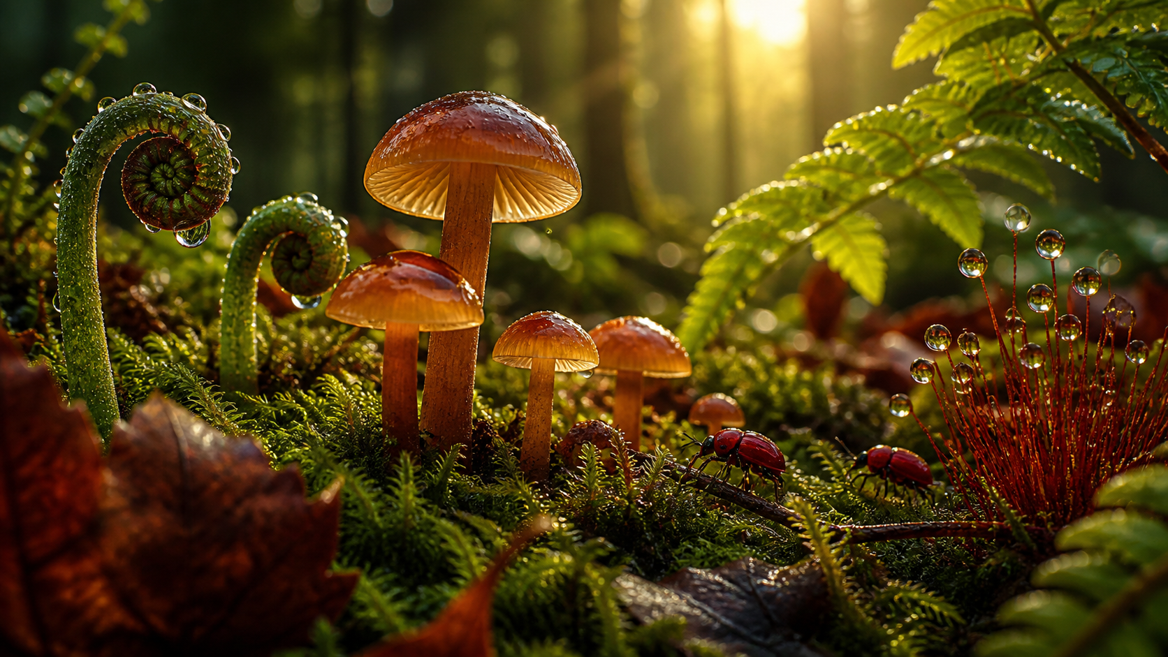 Rainforest mushrooms after the rain